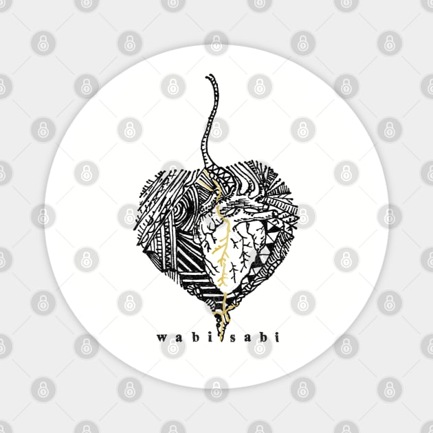 Nature Heals Wabi Sabi Kintsugi Heart Magnet by bittergodart